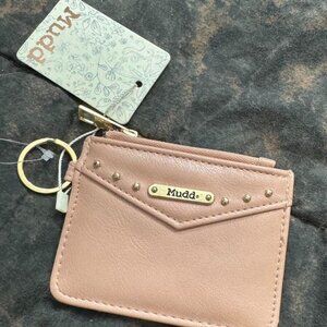 NWT Mudd Dusty Pink Women's Small Wallet Coin Purse With Keychain